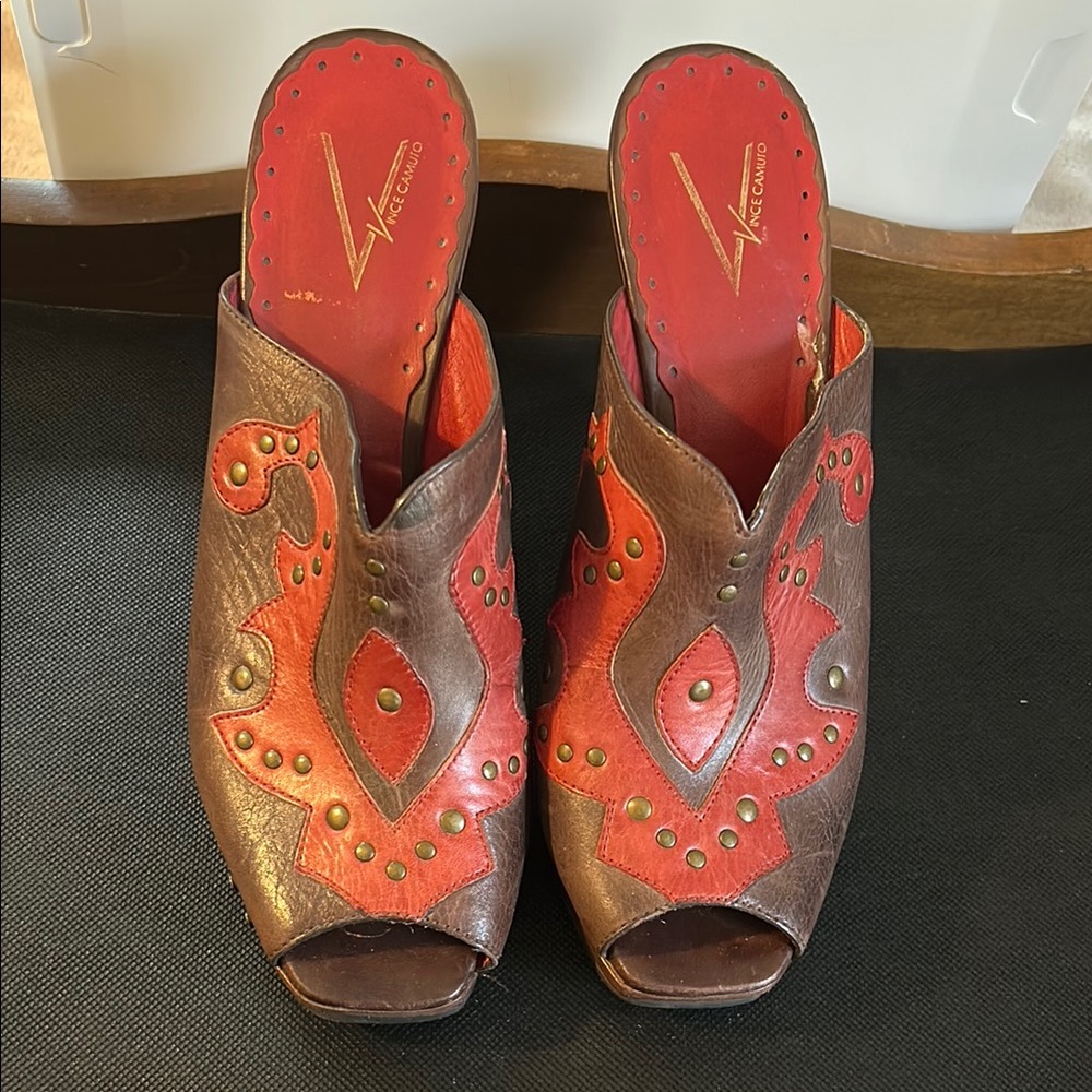 Vince Camino Stylish Brown and Red Women's Shoes